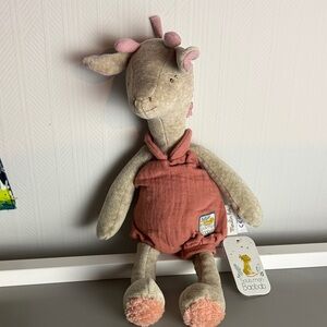 Moulin Roty “Bibiscus” the Giraffe in Pink Romper Outfit Plush Toy Brand New
